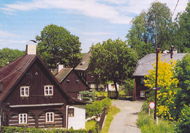 Foto: Roubené domy v obci Sloup v Čechách